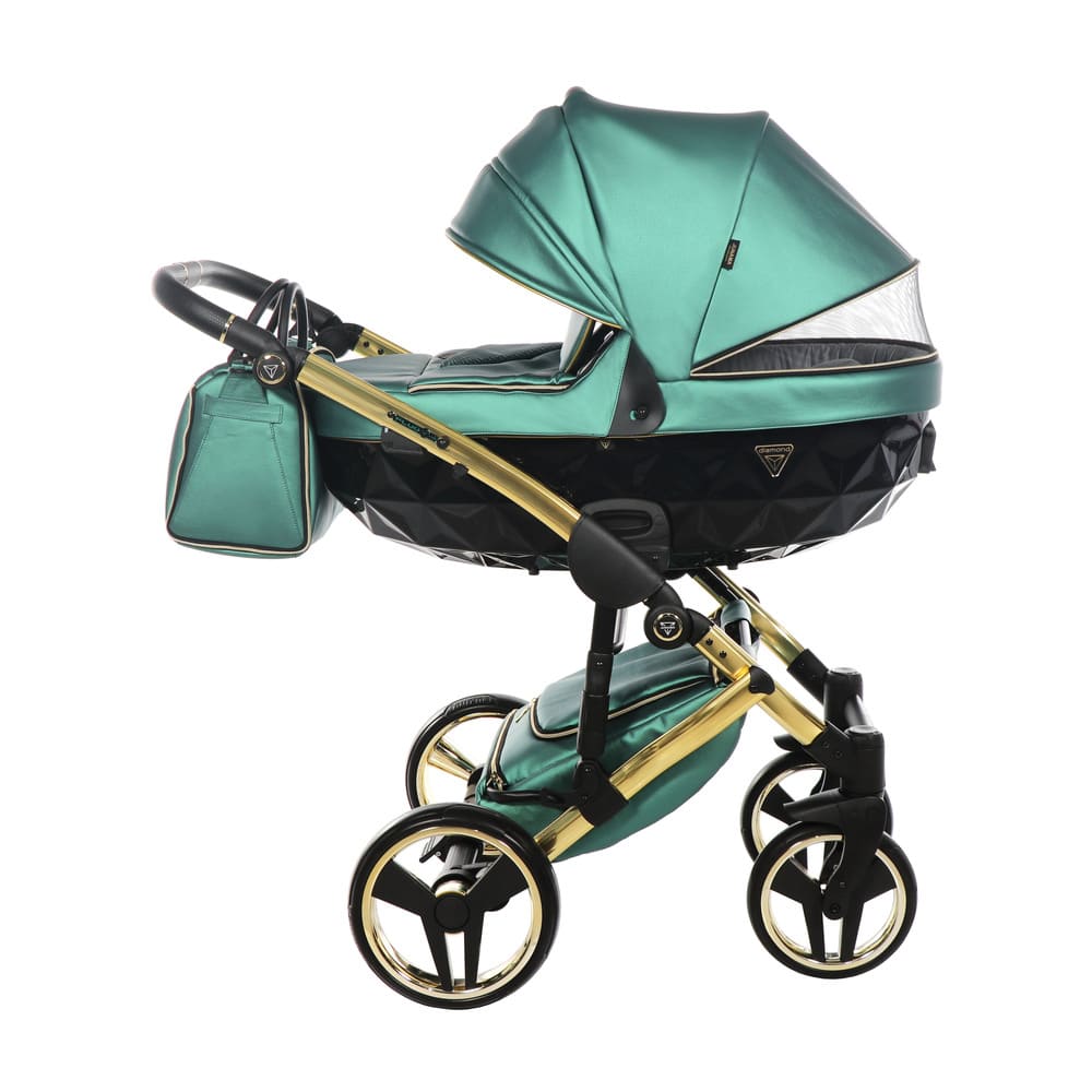 Diamond Fluo 3 in 1 Pelle Verde Navicella Nera Telaio Oro Giallo