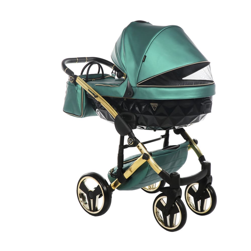 Diamond Fluo 3 in 1 Pelle Verde Navicella Nera Telaio Oro Giallo