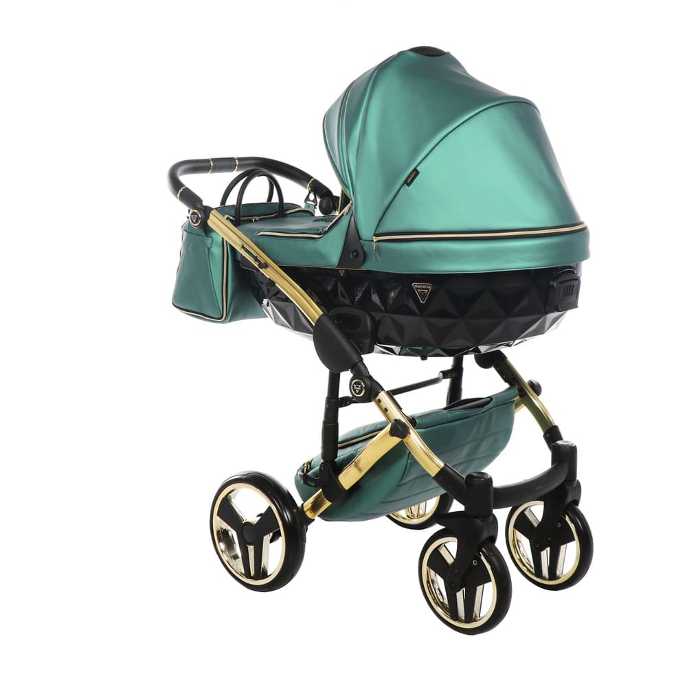 Diamond Fluo 3 in 1 Pelle Verde Navicella Nera Telaio Oro Giallo