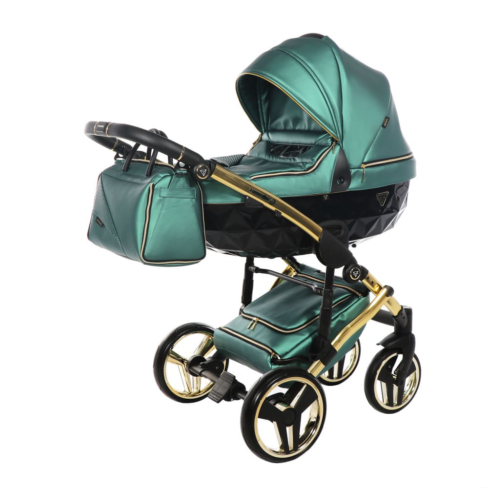 Diamond Fluo 3 in 1 Pelle Verde Navicella Nera Telaio Oro Giallo