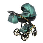 Diamond Fluo 3 in 1 Pelle Verde Navicella Nera Telaio Oro Giallo