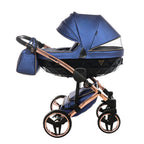 Diamond Fluo V3 2 in 1 Pelle Blu Navicella Nera Telaio Oro Rosa