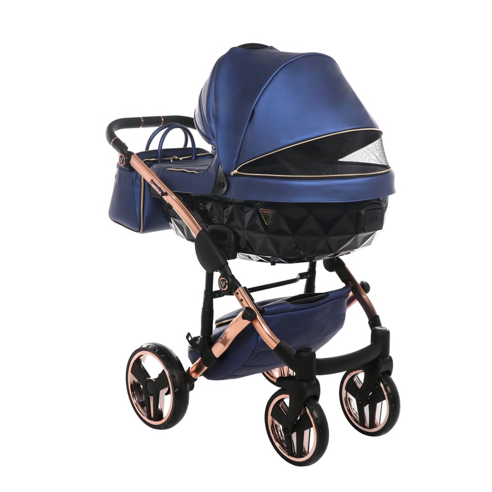 Diamond Fluo V3 2 in 1 Pelle Blu Navicella Nera Telaio Oro Rosa