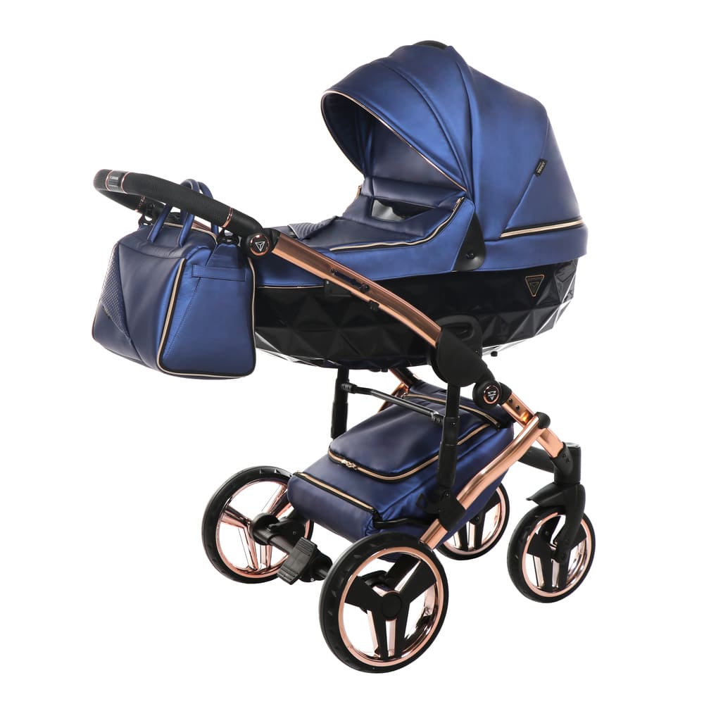 Diamond Fluo 3 in 1 Pelle Blu Navicella Nera Telaio Oro Rosa