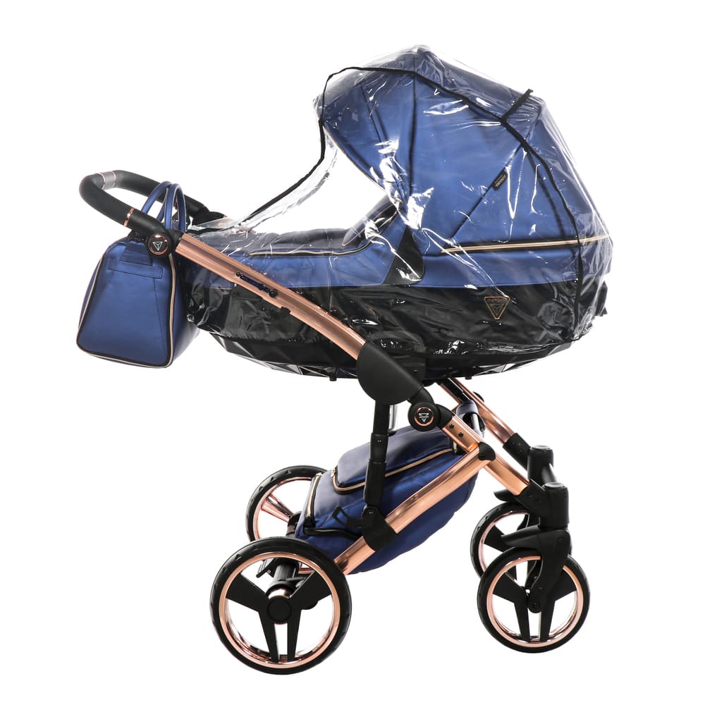 Diamond Fluo 3 in 1 Pelle Blu Navicella Nera Telaio Oro Rosa