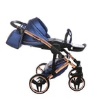 Diamond Fluo V3 2 in 1 Pelle Blu Navicella Nera Telaio Oro Rosa