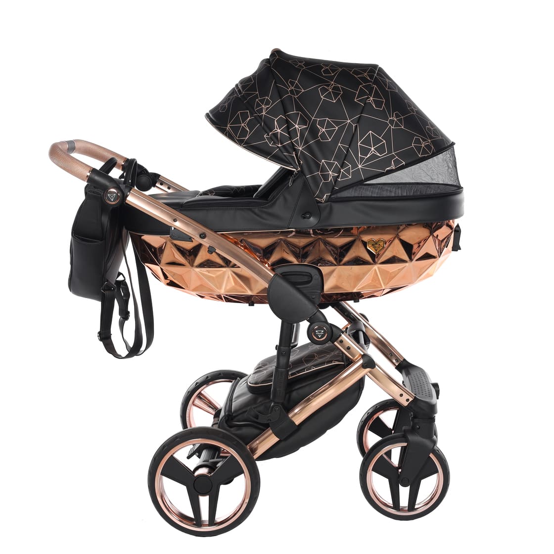 Junama Diamond Heart Collection V3 2 in 1 Ecopelle Black/Rosegold Telaio Rosegold