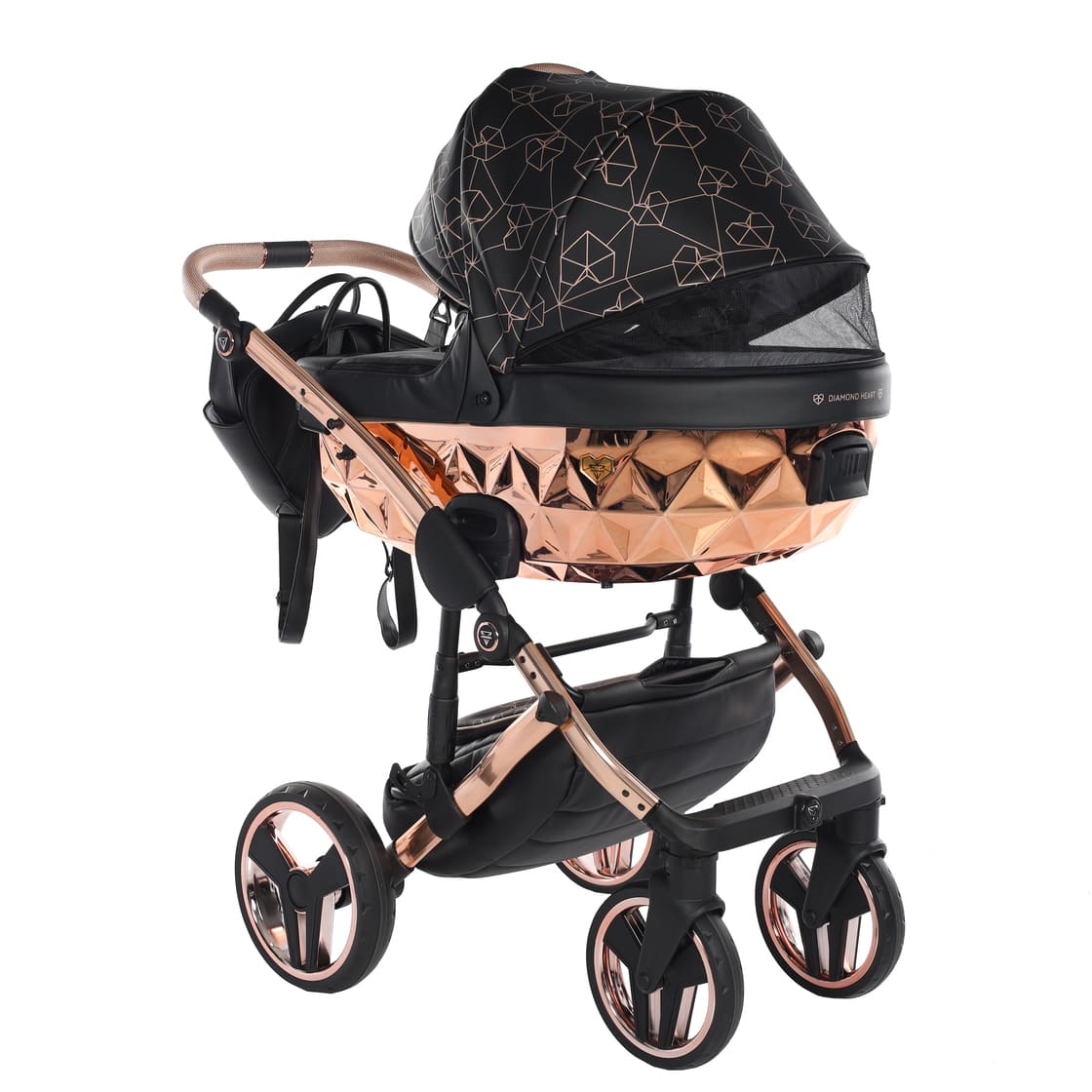 Junama Diamond Heart Collection V3 2 in 1 Ecopelle Black/Rosegold Telaio Rosegold