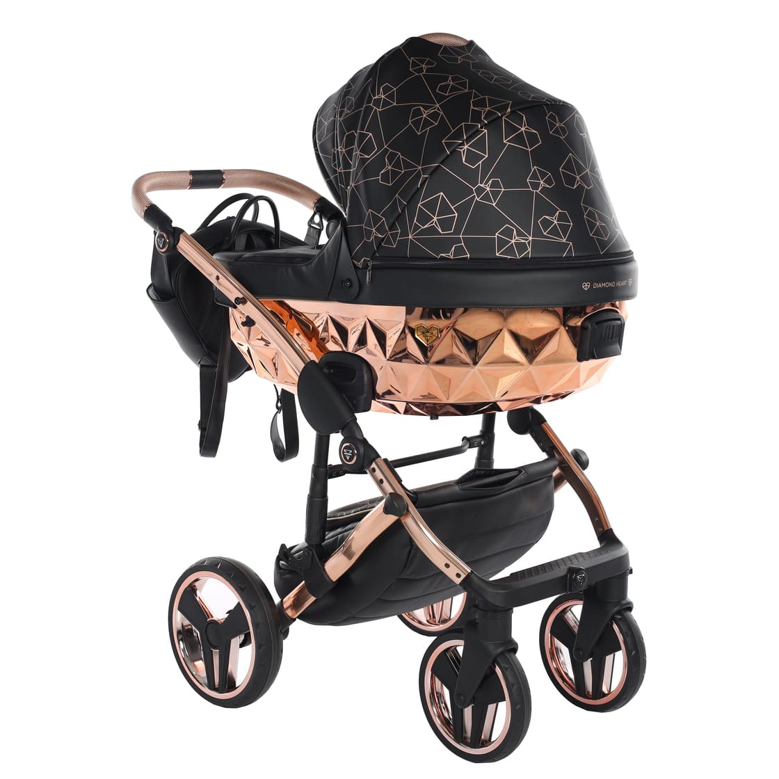 Junama Diamond Heart Collection V3 2 in 1 Ecopelle Black/Rosegold Telaio Rosegold