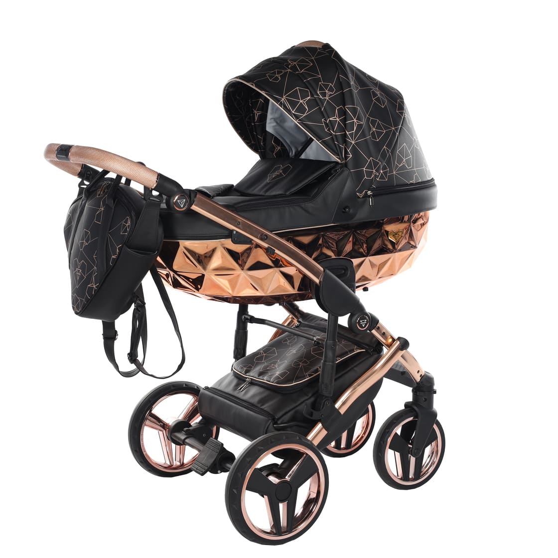 Junama Diamond Heart Collection V3 2 in 1 Ecopelle Black/Rosegold Telaio Rosegold