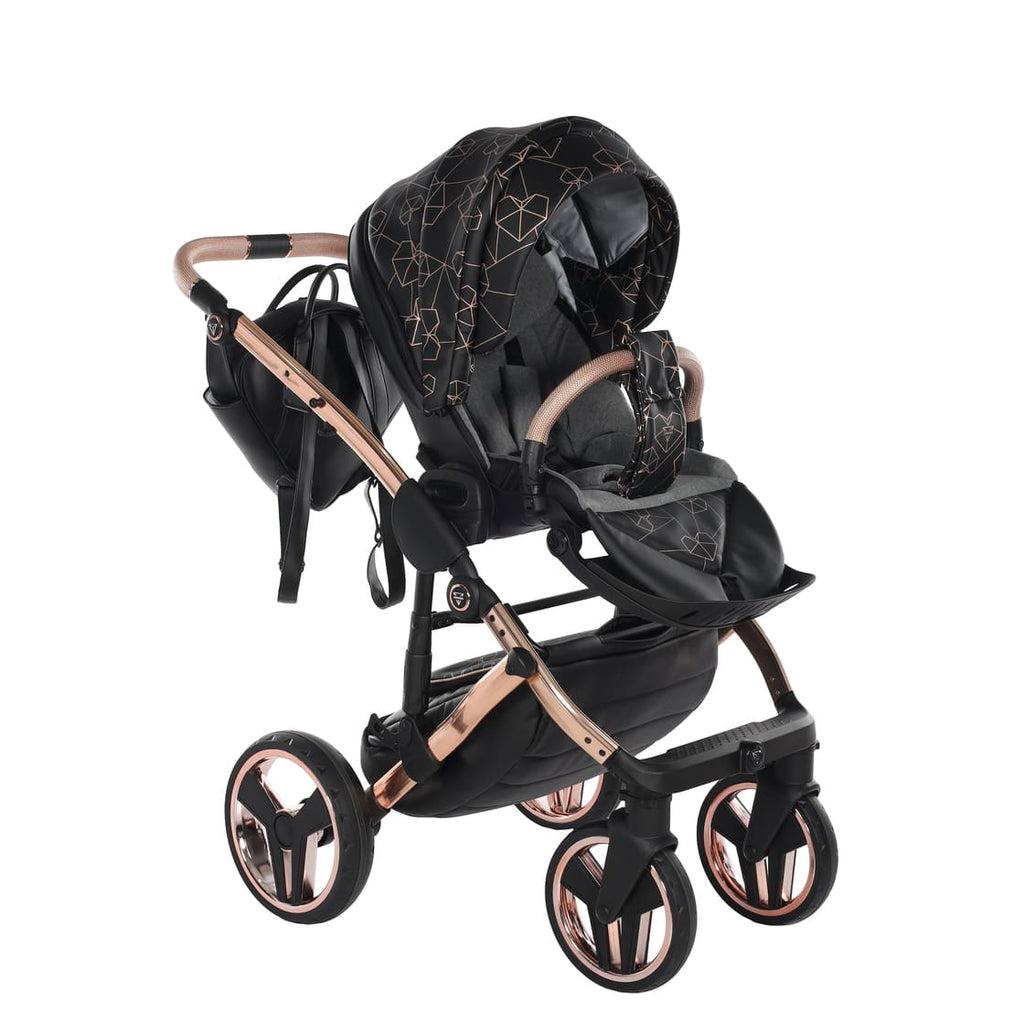 Junama Diamond Heart Collection V3 2 in 1 Ecopelle Black/Rosegold Telaio Rosegold