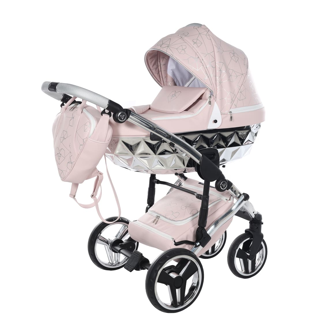 Trio Diamond Heart Collection V3 3 in 1 Ecopelle Rosa/Silver Telaio Silver
