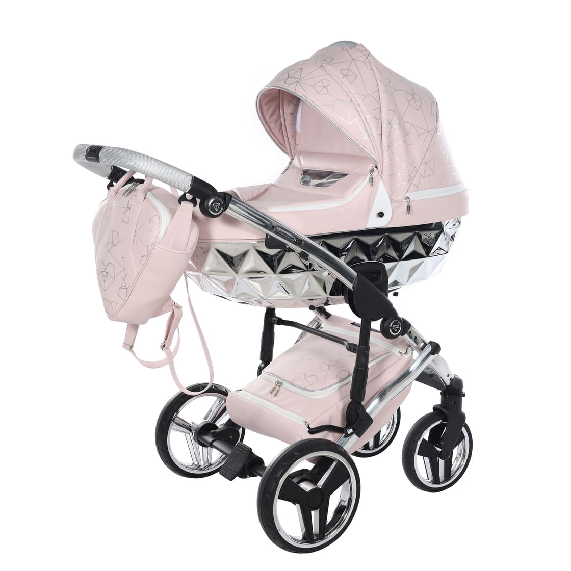Trio Diamond Heart Collection V3 3 in 1 Ecopelle Rosa/Silver Telaio Silver