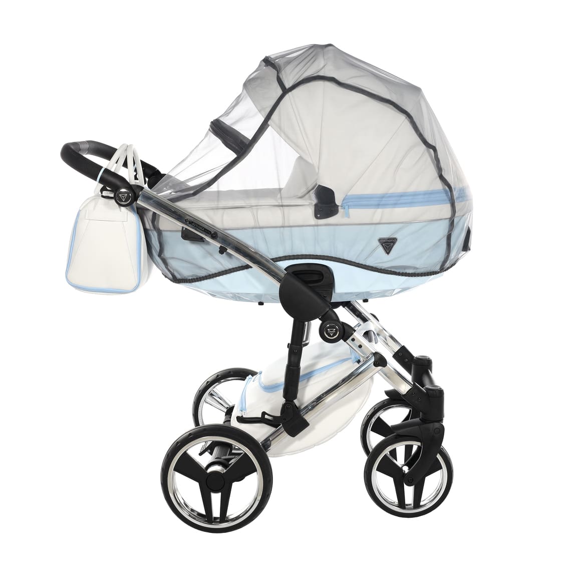 Diamond Candy V3 3 in 1 Pelle Bianco Navicella Azzurro Telaio Cromato