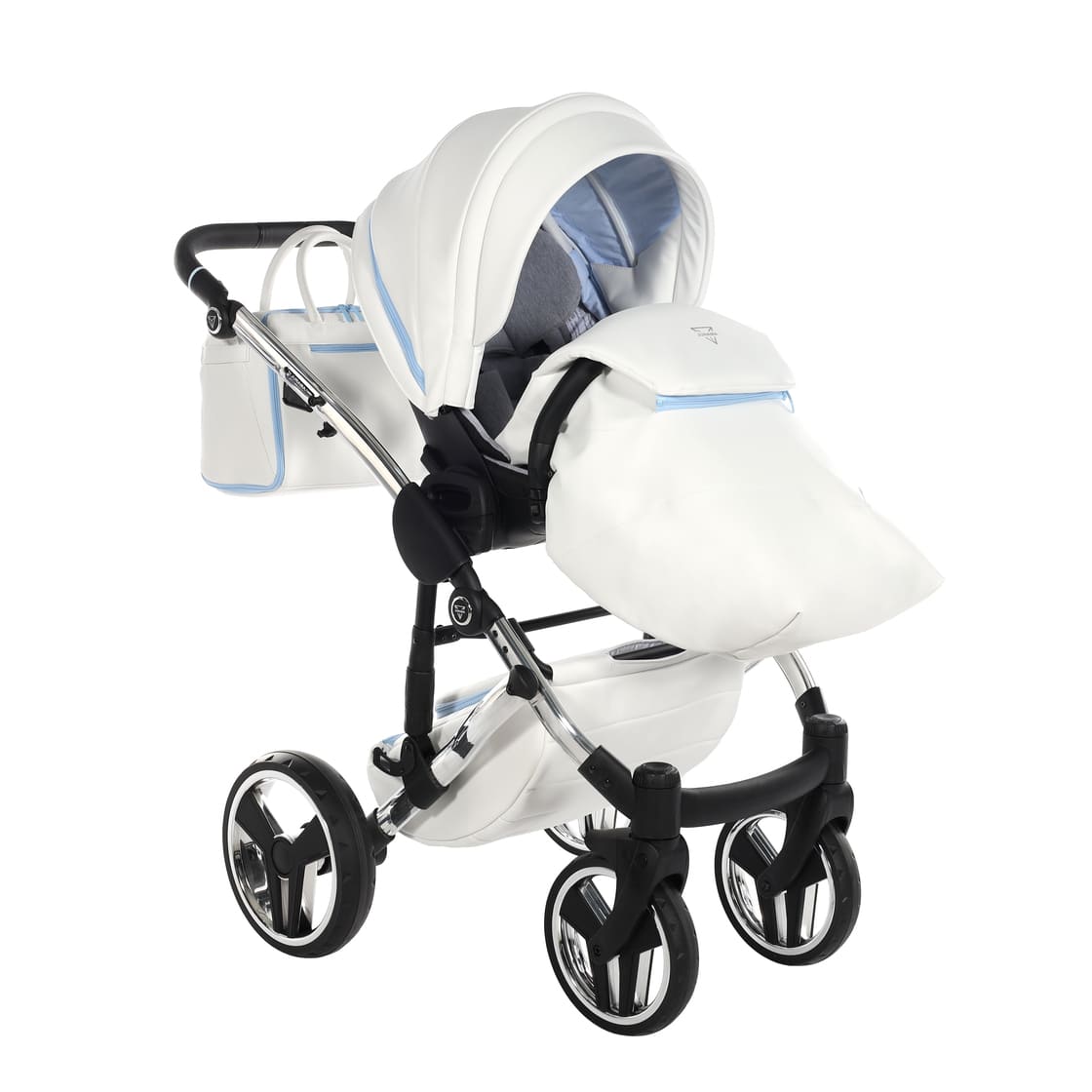 Diamond Candy V3 2 in 1 Pelle Bianco Navicella Azzurro Telaio Cromato