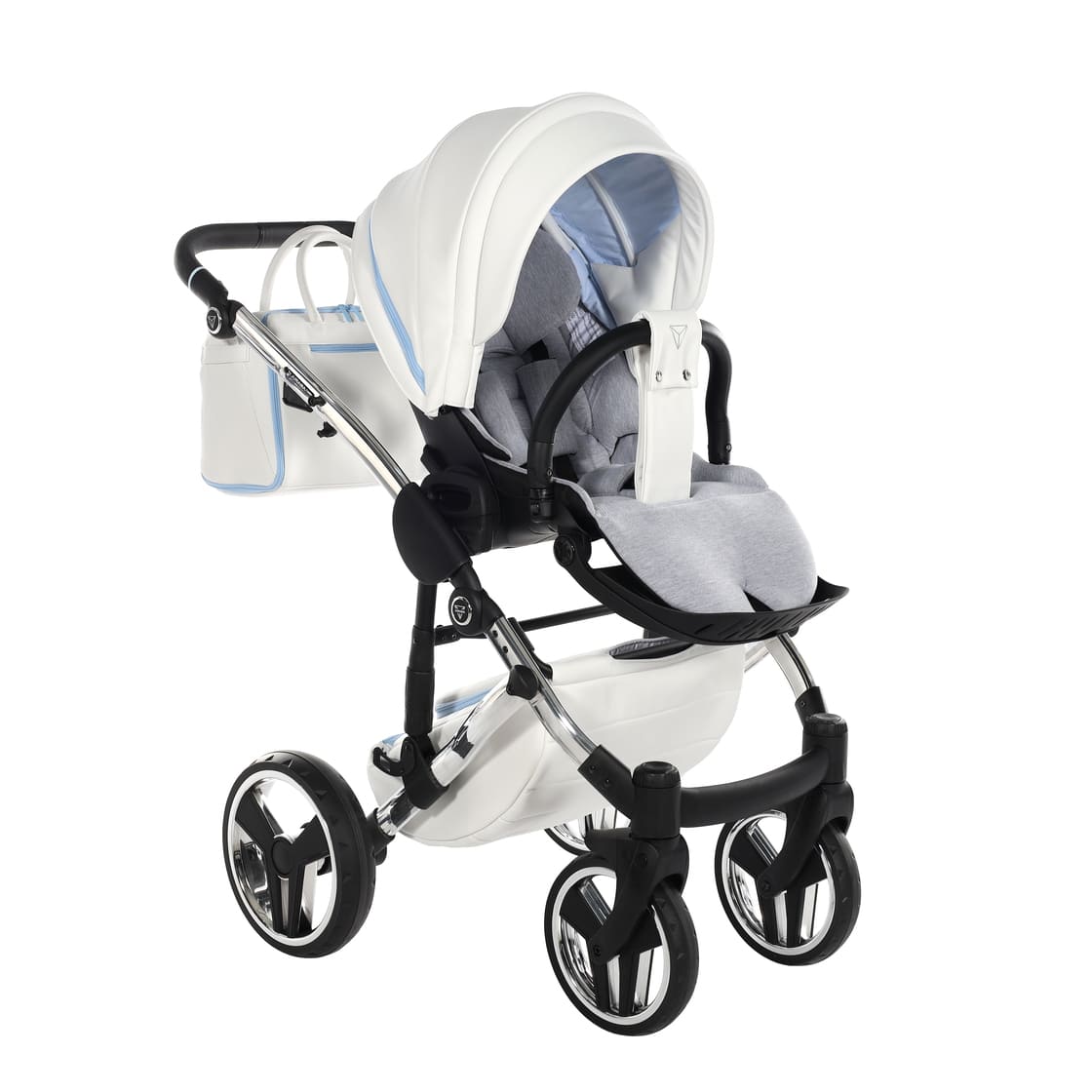 Diamond Candy V3 2 in 1 Pelle Bianco Navicella Azzurro Telaio Cromato