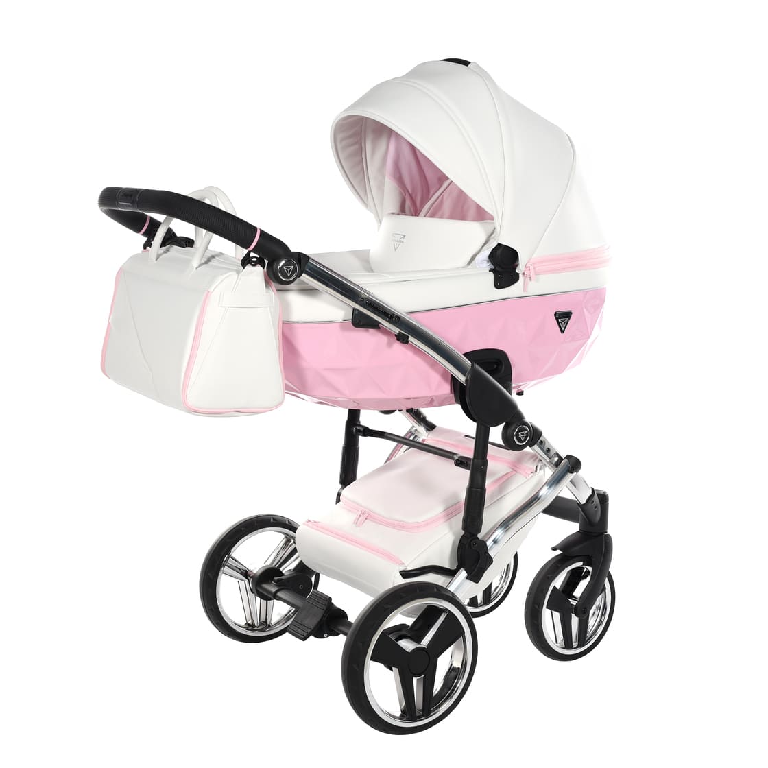 Diamond Candy V3 2 in 1 Pelle Bianco Navicella Rosa Telaio Cromato