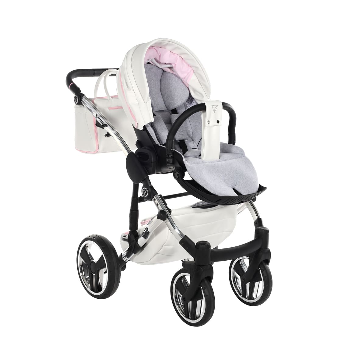 Diamond Candy V3 2 in 1 Pelle Bianco Navicella Rosa Telaio Cromato
