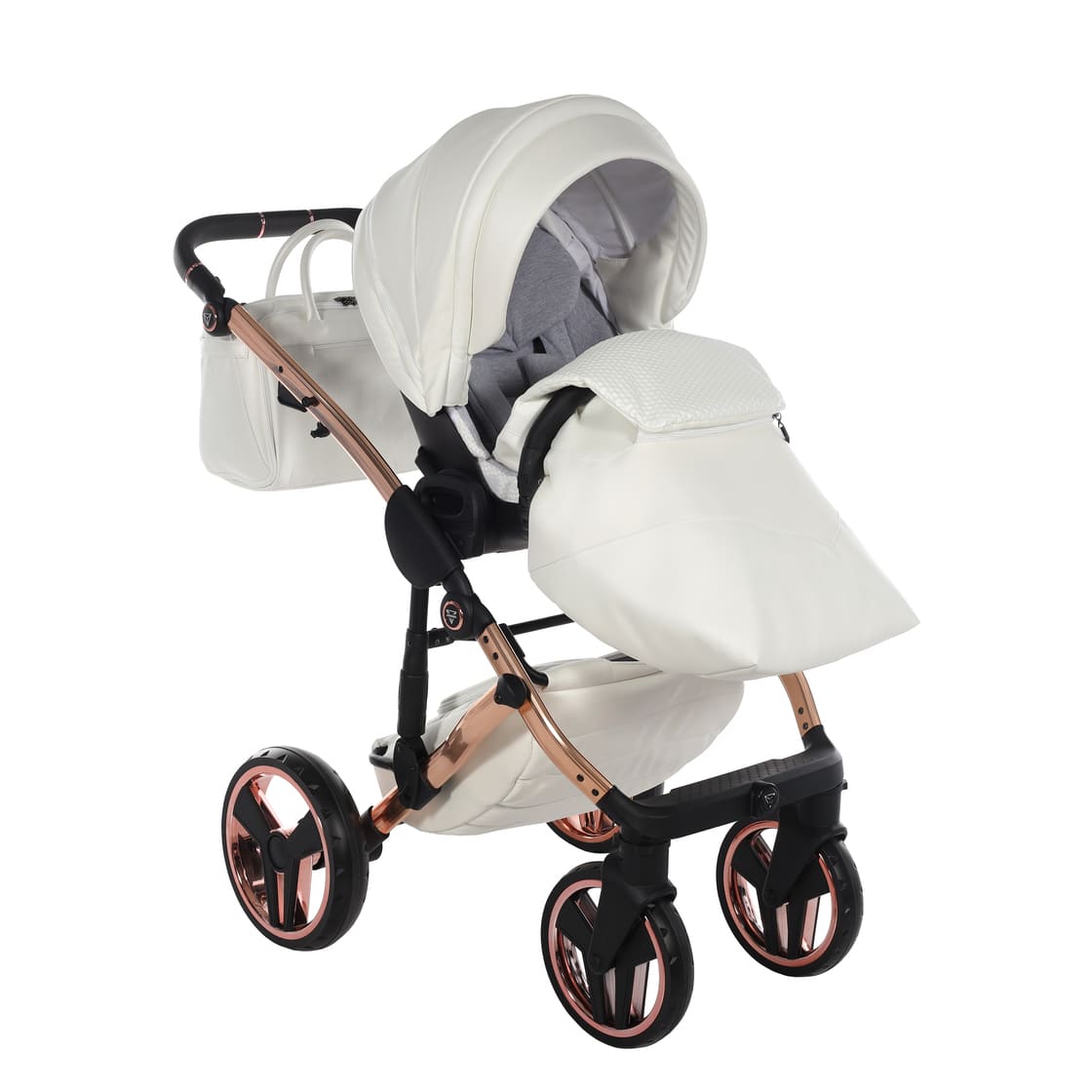 Diamond Fluo Individual V3 2 in 1 Pelle Bianco Telaio Oro Rosa