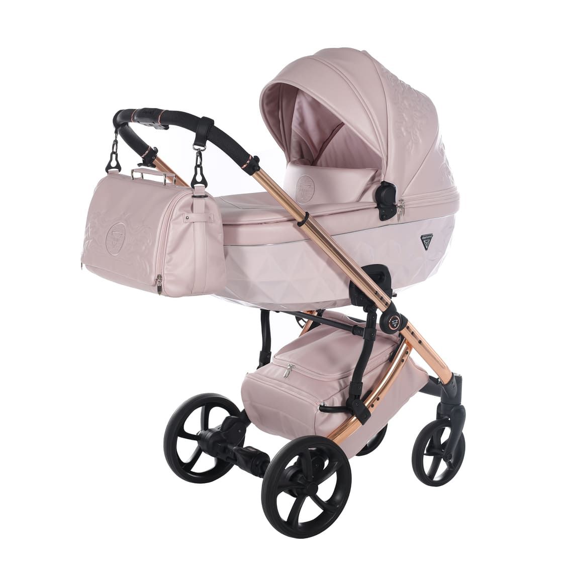 Junama Tailor 2 in 1 Ecopelle Pink/Pink Navicella Pink Telaio Rosegold