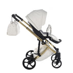 Junama Tailor 3 in 1 Ecopelle White/Gold Navicella Glossy Gold Telaio Gold