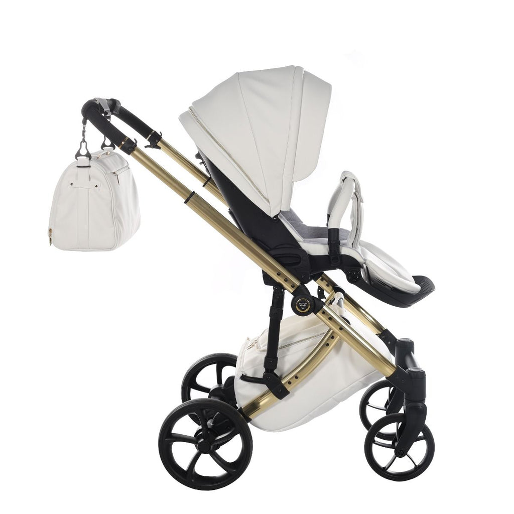 Junama Tailor 2 in 1 Ecopelle White/Gold Navicella Glossy Gold Telaio Gold