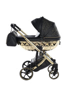 Junama Tailor 3 in 1 Ecopelle Black/Gold Navicella Glossy Gold Telaio Gold