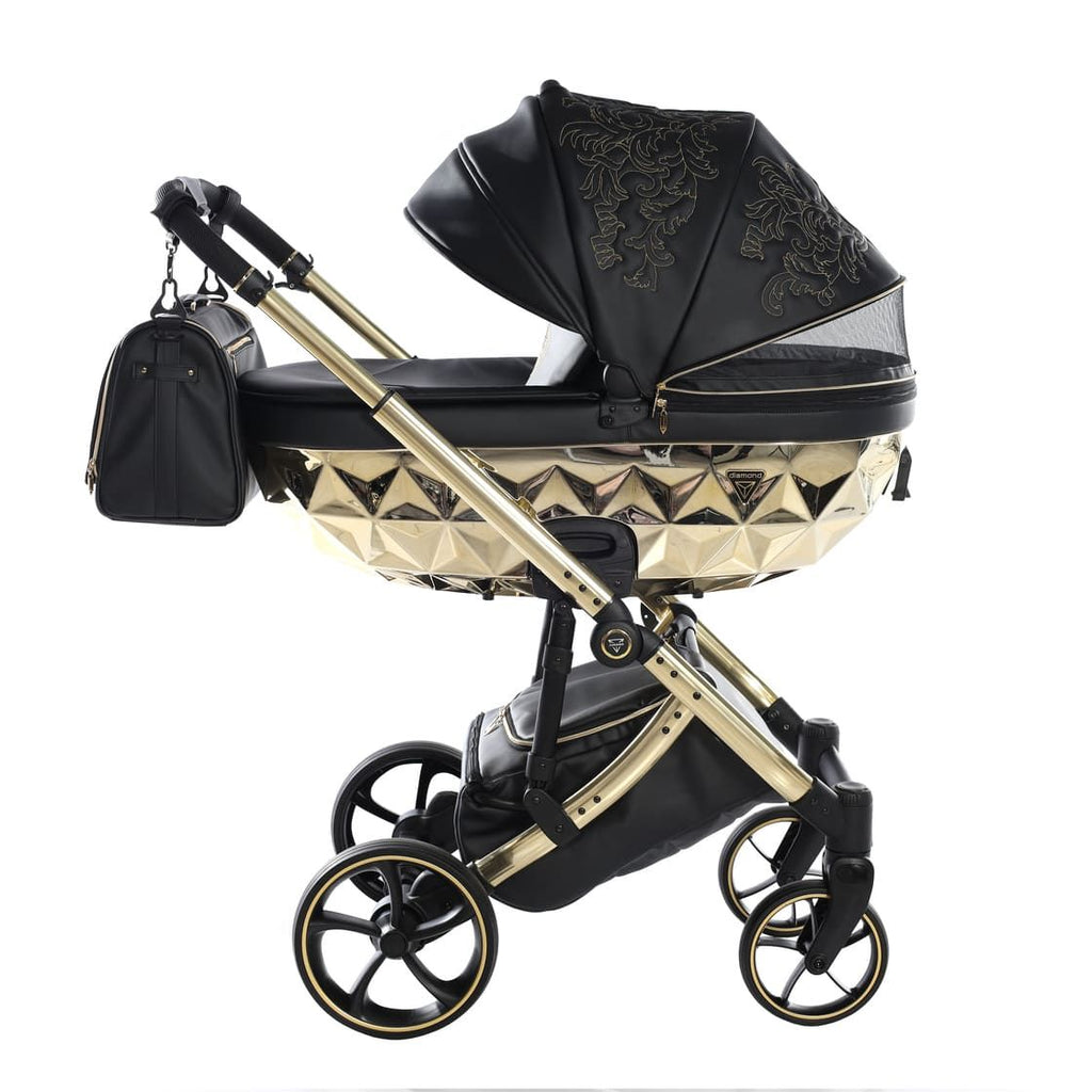 Junama Tailor 2 in 1 Ecopelle Black/Gold Navicella Glossy Gold Telaio Gold