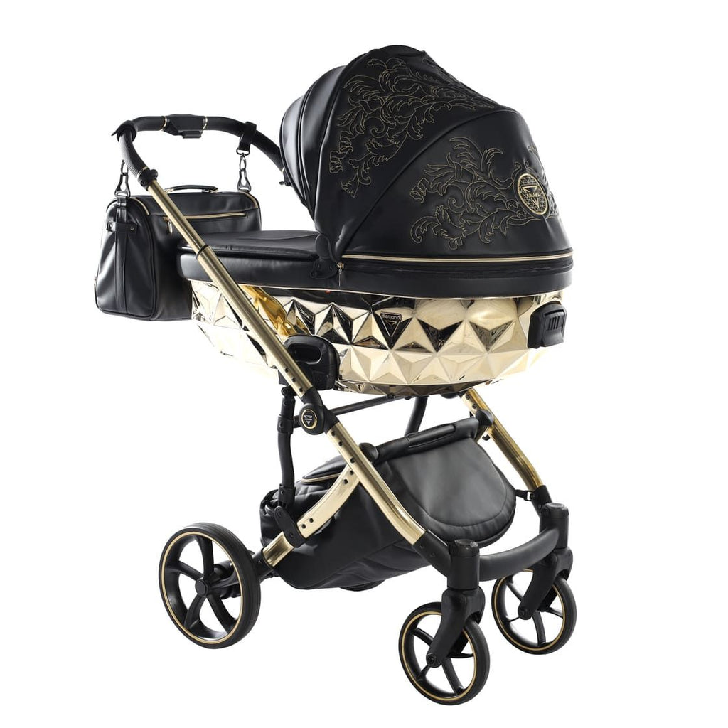 Junama Tailor 2 in 1 Ecopelle Black/Gold Navicella Glossy Gold Telaio Gold
