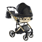 Junama Tailor 2 in 1 Ecopelle Black/Gold Navicella Glossy Gold Telaio Gold