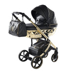 Junama Tailor 3 in 1 Ecopelle Black/Gold Navicella Glossy Gold Telaio Gold
