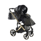 Junama Tailor 3 in 1 Ecopelle Black/Gold Navicella Glossy Gold Telaio Gold