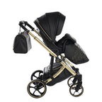 Junama Tailor 3 in 1 Ecopelle Black/Gold Navicella Glossy Gold Telaio Gold