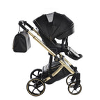 Junama Tailor 3 in 1 Ecopelle Black/Gold Navicella Glossy Gold Telaio Gold
