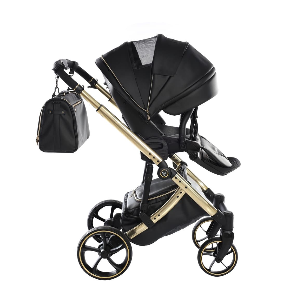 Junama Tailor 2 in 1 Ecopelle Black/Gold Navicella Glossy Gold Telaio Gold
