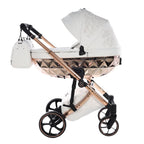 Junama Tailor 3 in 1 Ecopelle White/Rosegold Navicella Glossy Rosegold Telaio Rosegold