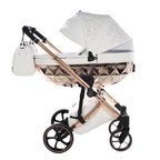 Junama Tailor 2 in 1 Ecopelle White/Rosegold Navicella Glossy Rosegold Telaio Rosegold