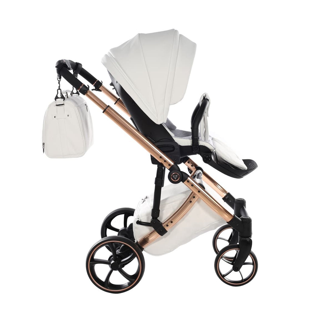 Junama Tailor 3 in 1 Ecopelle White/Rosegold Navicella Glossy Rosegold Telaio Rosegold