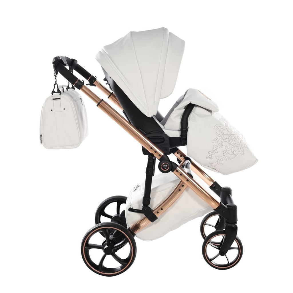 Junama Tailor 2 in 1 Ecopelle White/Rosegold Navicella Glossy Rosegold Telaio Rosegold