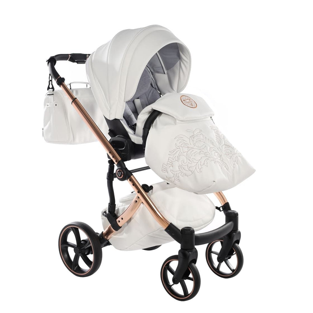 Junama Tailor 3 in 1 Ecopelle White/Rosegold Navicella Glossy Rosegold Telaio Rosegold