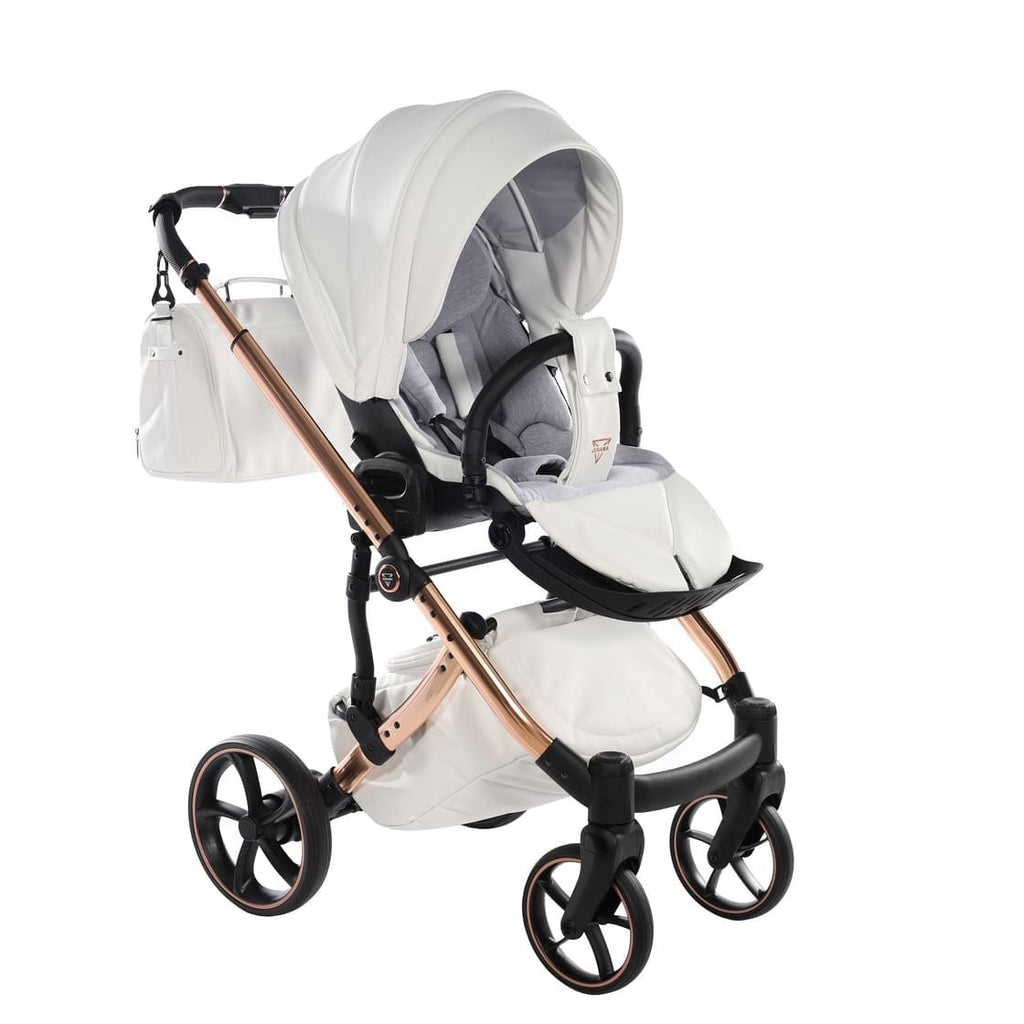 Junama Tailor 2 in 1 Ecopelle White/Rosegold Navicella Glossy Rosegold Telaio Rosegold
