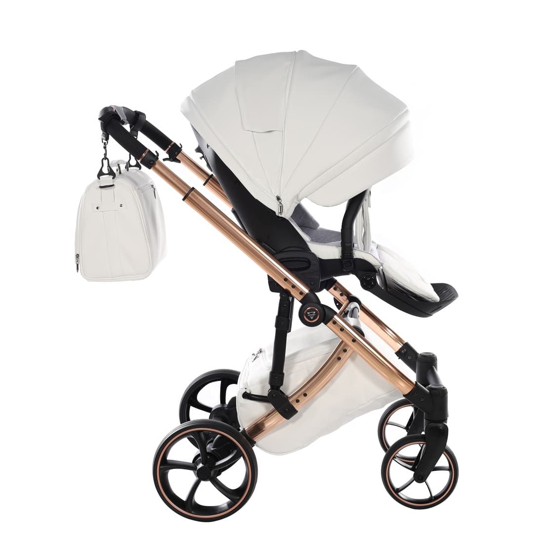 Junama Tailor 2 in 1 Ecopelle White/Rosegold Navicella Glossy Rosegold Telaio Rosegold