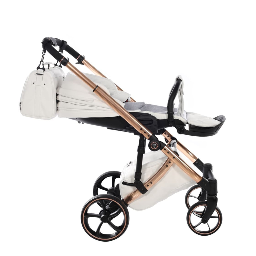 Junama Tailor 2 in 1 Ecopelle White/Rosegold Navicella Glossy Rosegold Telaio Rosegold