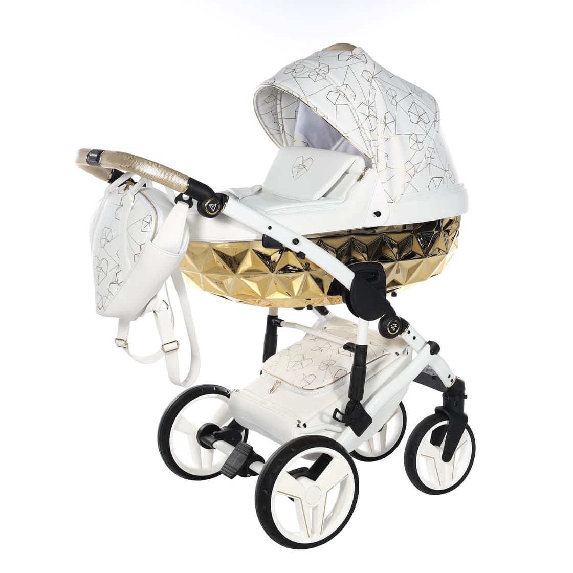 Trio Diamond Heart Collection V3 3 in 1 Ecopelle White/Gold Telaio Bianco