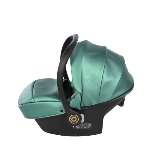 Seggiolino Auto Junama Fluo V3 iSize in Ecopelle Verde/Oro Giallo
