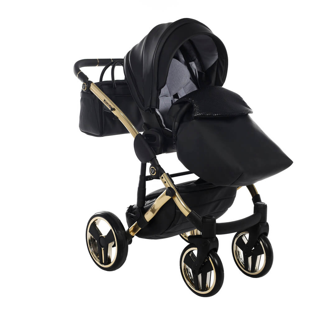 Diamond Fluo 3 in 1 Pelle Nero Navicella Nera Telaio Oro Giallo