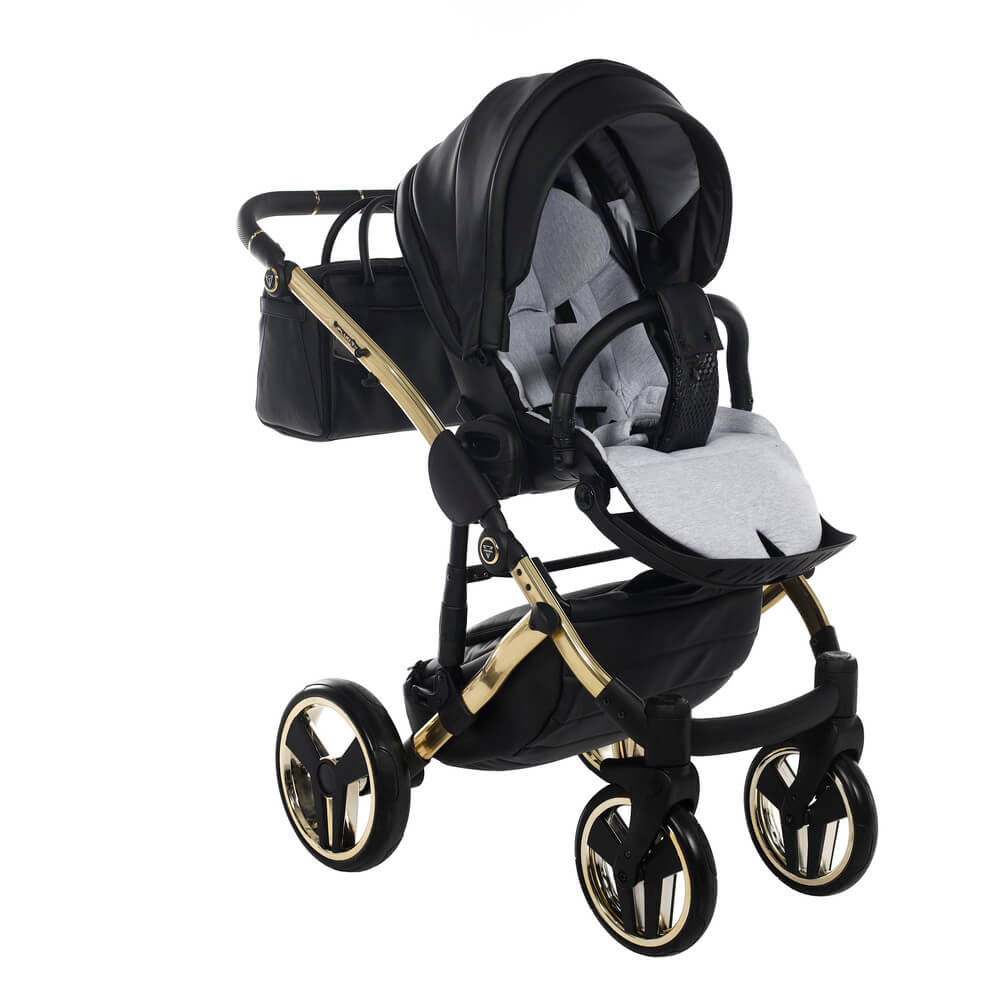Diamond Fluo 3 in 1 Pelle Nero Navicella Nera Telaio Oro Giallo