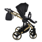 Diamond Fluo 3 in 1 Pelle Nero Navicella Nera Telaio Oro Giallo