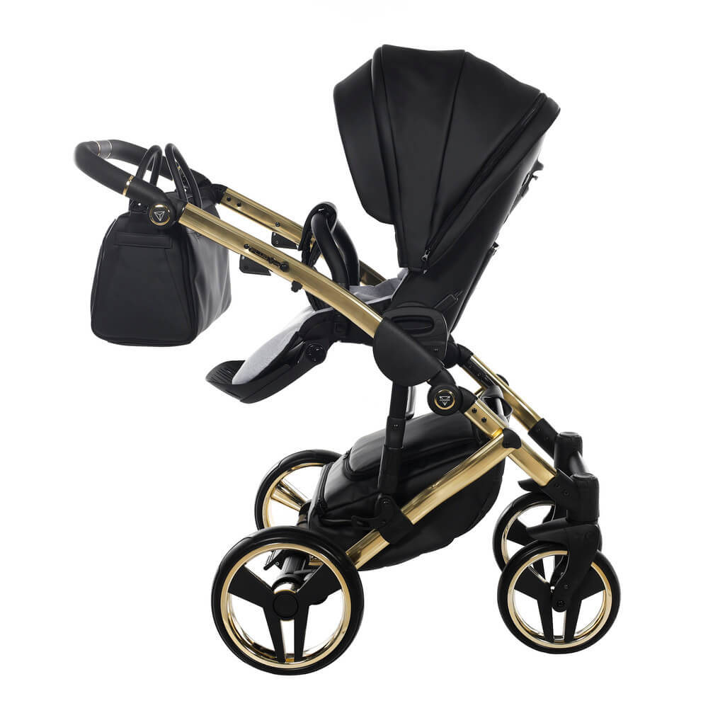 Diamond Fluo 3 in 1 Pelle Nero Navicella Nera Telaio Oro Giallo