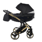 Diamond Fluo 3 in 1 Pelle Nero Navicella Nera Telaio Oro Giallo